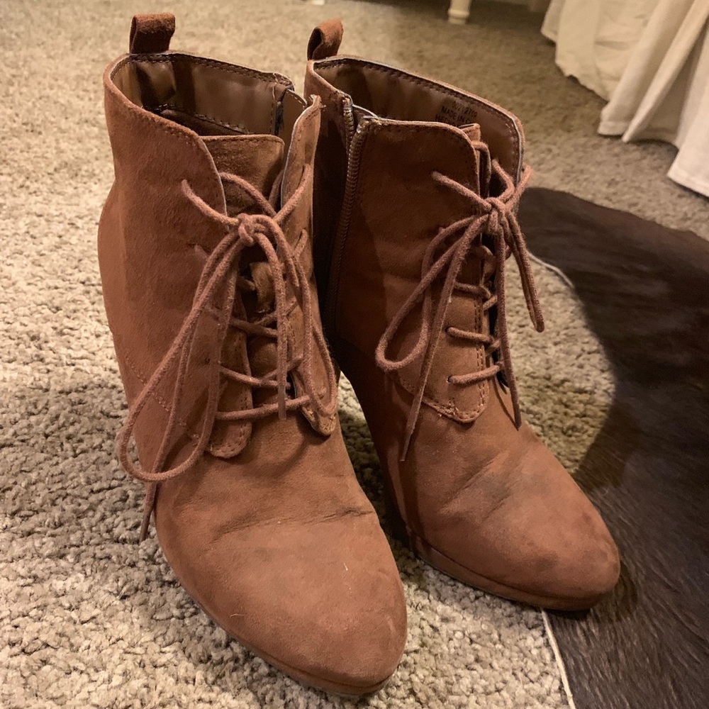 Brown suede heels